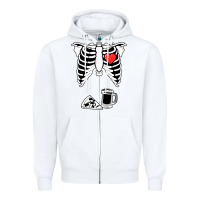 White dad skeleton halloween beer pizza Zipper Hoodie - artisFamous