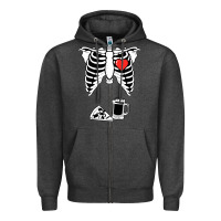 Charcoal Heather dad skeleton halloween beer pizza Zipper Hoodie - artisFamous