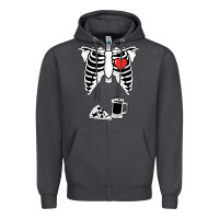 Dad Skeleton Halloween Beer Pizza Zipper Hoodie | Teevron