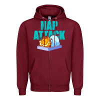 Burgundy nap attack Zipper Hoodie - artisFamous