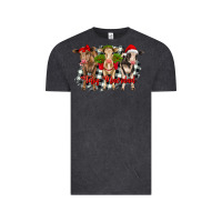 Vintage Black feliz navidad heifers front view Vintage Tee - RanaPortraitStore