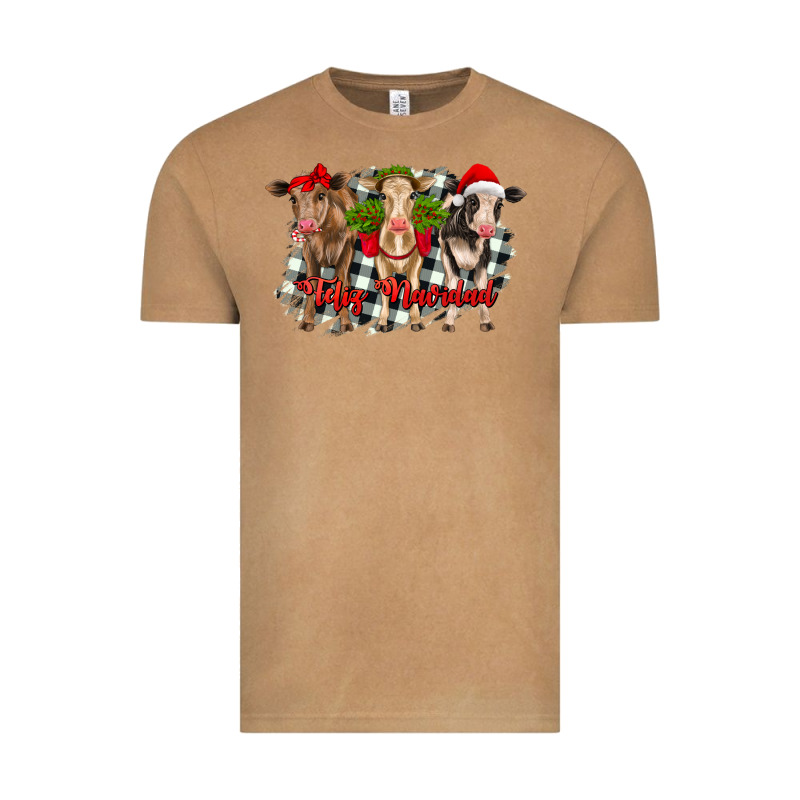 Feliz Navidad Heifers Front View Vintage Tee by RanaPortraitStore | Teevron