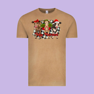 Feliz Navidad Heifers Front View Vintage Tee Designed By Ranaportraitstore