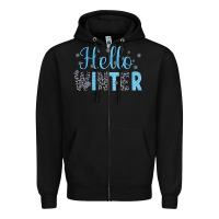 Black hello winter Zipper Hoodie - JahusDesignShop