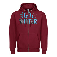 Burgundy hello winter Zipper Hoodie - JahusDesignShop