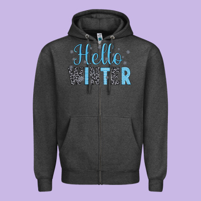 Hello Winter Zipper Hoodie Designed By Jahusdesignshop