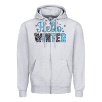 Heather Grey hello winter Zipper Hoodie - JahusDesignShop