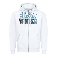 White hello winter Zipper Hoodie - JahusDesignShop