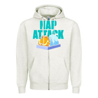 Oatmeal Heather nap attack Zipper Hoodie - artisFamous