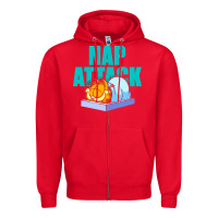 Red nap attack Zipper Hoodie - artisFamous