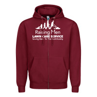Burgundy raising men lawn care Zipper Hoodie - artisFamous