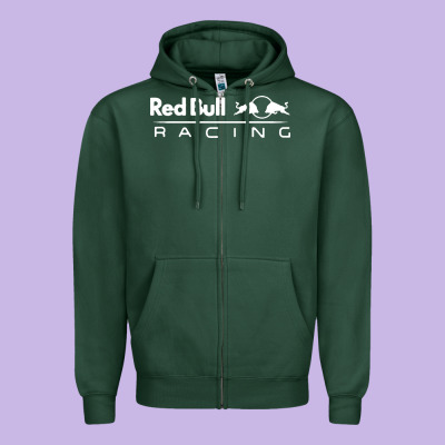 Red Racing Zipper Hoodie Designed By Artisfamous
