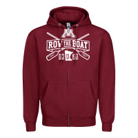 Burgundy row the boat minnesota Zipper Hoodie - artisFamous