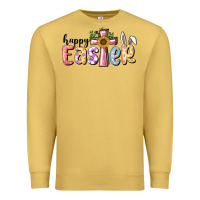 Antique Gold Happy Easter With Cross Premium Sweatshirt - RanaPortraitStore