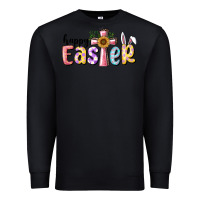 Black Happy Easter With Cross Premium Sweatshirt - RanaPortraitStore