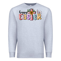 Heather Grey Happy Easter With Cross Premium Sweatshirt - RanaPortraitStore
