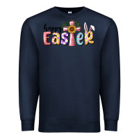 Navy Happy Easter With Cross Premium Sweatshirt - RanaPortraitStore