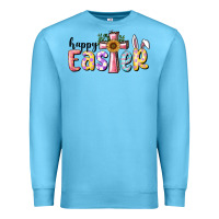 Ocean Blue Happy Easter With Cross Premium Sweatshirt - RanaPortraitStore