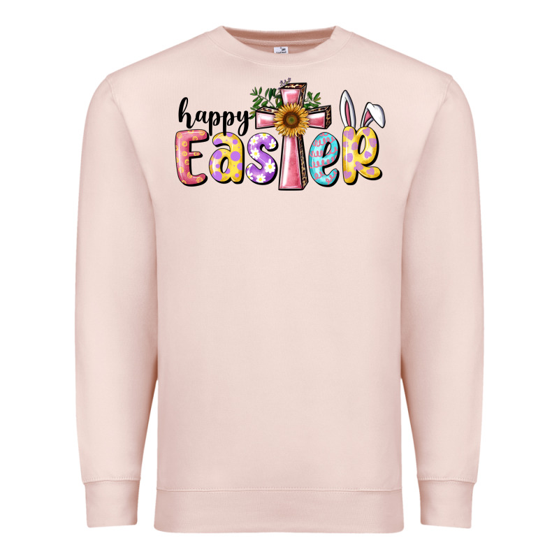 Happy Easter With Cross Premium Sweatshirt by RanaPortraitStore | Teevron