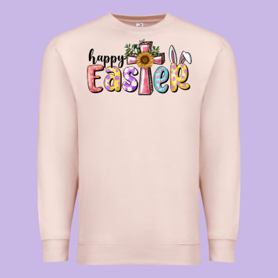 Happy Easter With Cross Premium Sweatshirt Designed By Ranaportraitstore