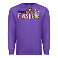 Purple Happy Easter With Cross Premium Sweatshirt - RanaPortraitStore