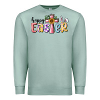 Seafoam Happy Easter With Cross Premium Sweatshirt - RanaPortraitStore