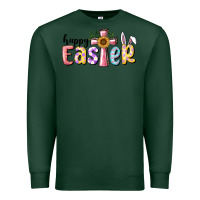 Sports Green Happy Easter With Cross Premium Sweatshirt - RanaPortraitStore
