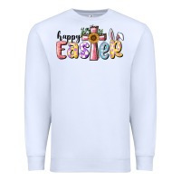 White Happy Easter With Cross Premium Sweatshirt - RanaPortraitStore