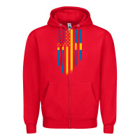 Red Sweden Swedish Roots American Flag | Canadian Roots Zipper Hoodie - artisFamous