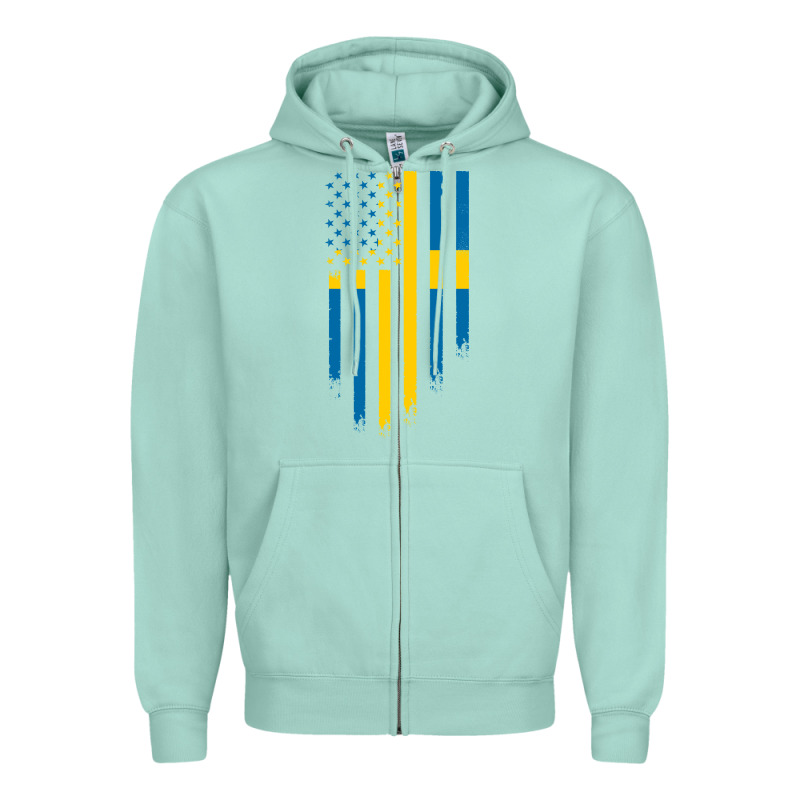 Sweden Swedish Roots American Flag | Canadian Roots Zipper Hoodie by artisFamous | Teevron