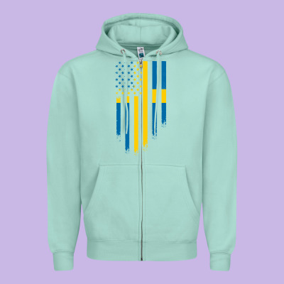 Sweden Swedish Roots American Flag | Canadian Roots Zipper Hoodie Designed By Artisfamous