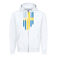 White Sweden Swedish Roots American Flag | Canadian Roots Zipper Hoodie - artisFamous
