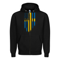 Black Sweden Swedish Roots American Flag | Canadian Roots Zipper Hoodie - artisFamous