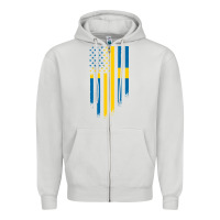 Dove Grey Sweden Swedish Roots American Flag | Canadian Roots Zipper Hoodie - artisFamous