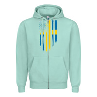 Seafoam Sweden Swedish Roots American Flag | Canadian Roots Zipper Hoodie - artisFamous