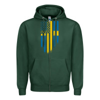 Sports Green Sweden Swedish Roots American Flag | Canadian Roots Zipper Hoodie - artisFamous