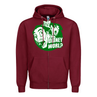 Burgundy didney worl Zipper Hoodie - artisFamous