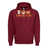 Burgundy send noods Zipper Hoodie - artisFamous