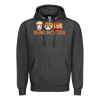 Charcoal Heather send noods Zipper Hoodie - artisFamous