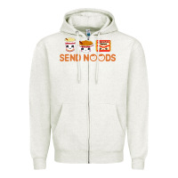 Oatmeal Heather send noods Zipper Hoodie - artisFamous