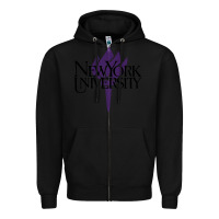 Black New York University Zipper Hoodie - artisFamous
