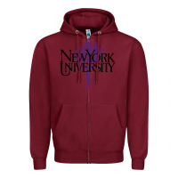 Burgundy New York University Zipper Hoodie - artisFamous