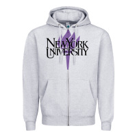 Heather Grey New York University Zipper Hoodie - artisFamous