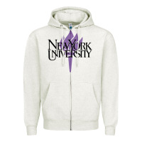 Oatmeal Heather New York University Zipper Hoodie - artisFamous