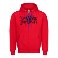 Red New York University Zipper Hoodie - artisFamous