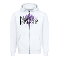 White New York University Zipper Hoodie - artisFamous