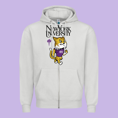 New York University Zipper Hoodie Designed By Artisfamous