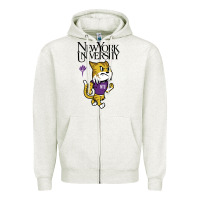 Oatmeal Heather New York University Zipper Hoodie - artisFamous