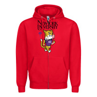 Red New York University Zipper Hoodie - artisFamous