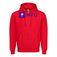 Red nyu new york university purple Zipper Hoodie - artisFamous